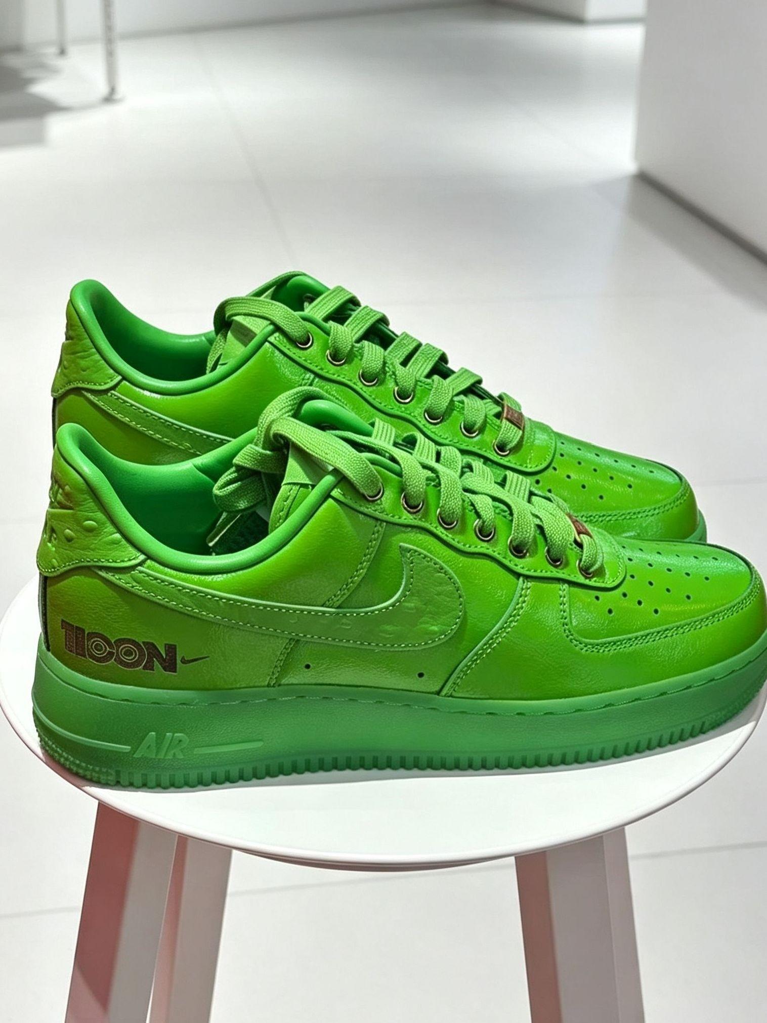 Nike Air Force 1全新苹果绿通体亮面漆皮打造,饱和度拉满的青绿色